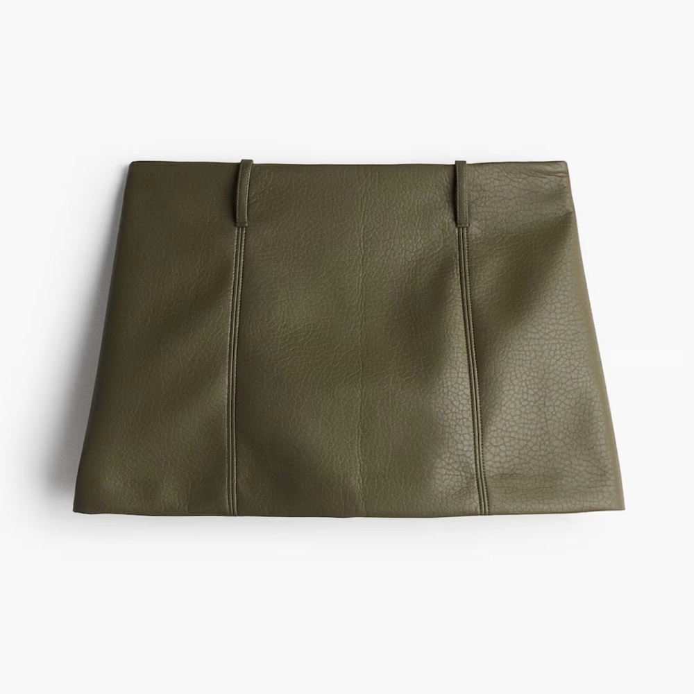 Olive Faux Leather Mini Skirt / H&M